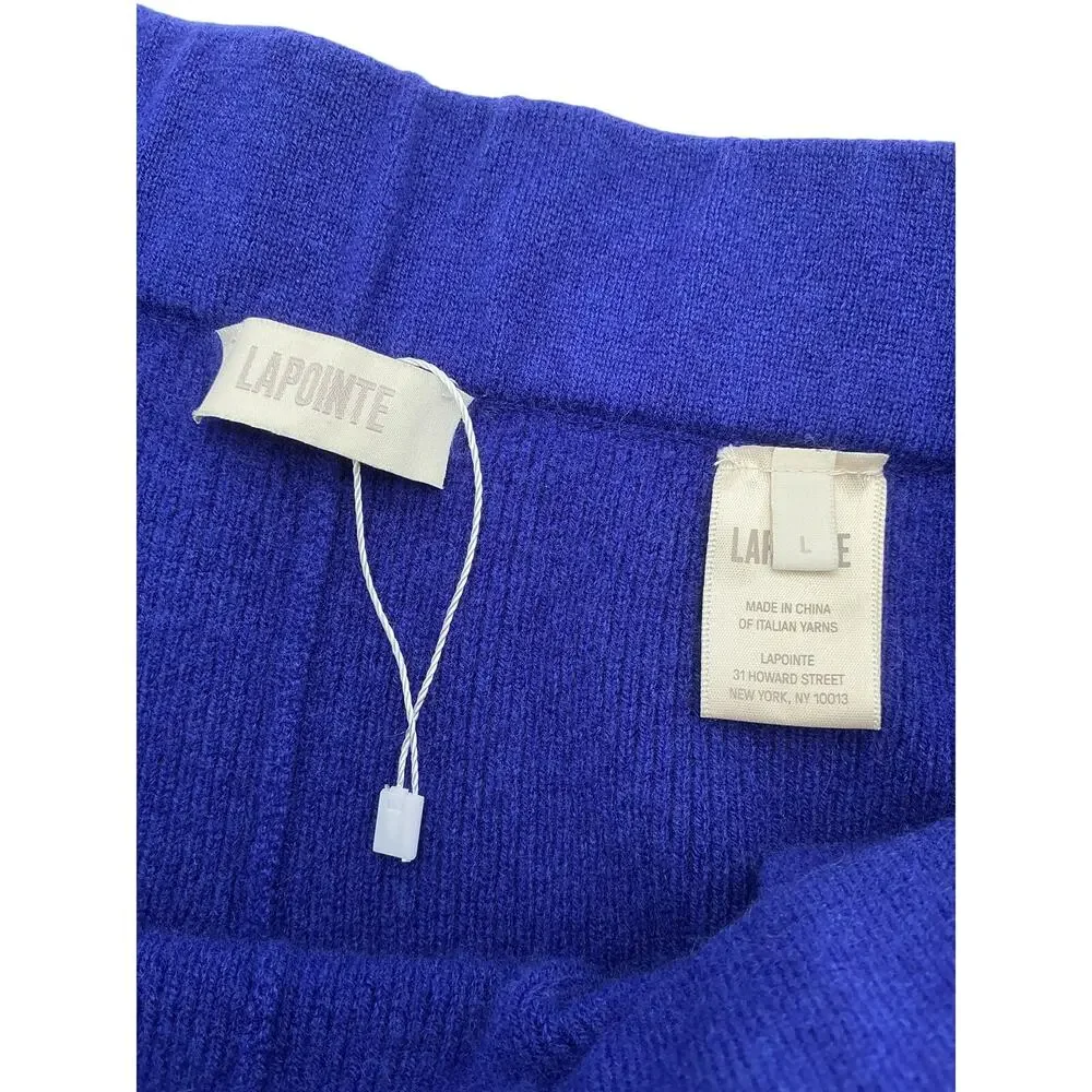 Lapointe Cropped Ribbed Blue Cashmere Track Pants Size L - Picture 4 of 4